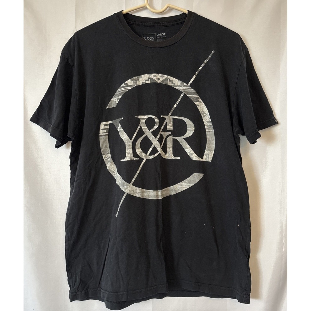 Mens Y&R Logo Graphic Skater Camo T Shirt Black Large‎